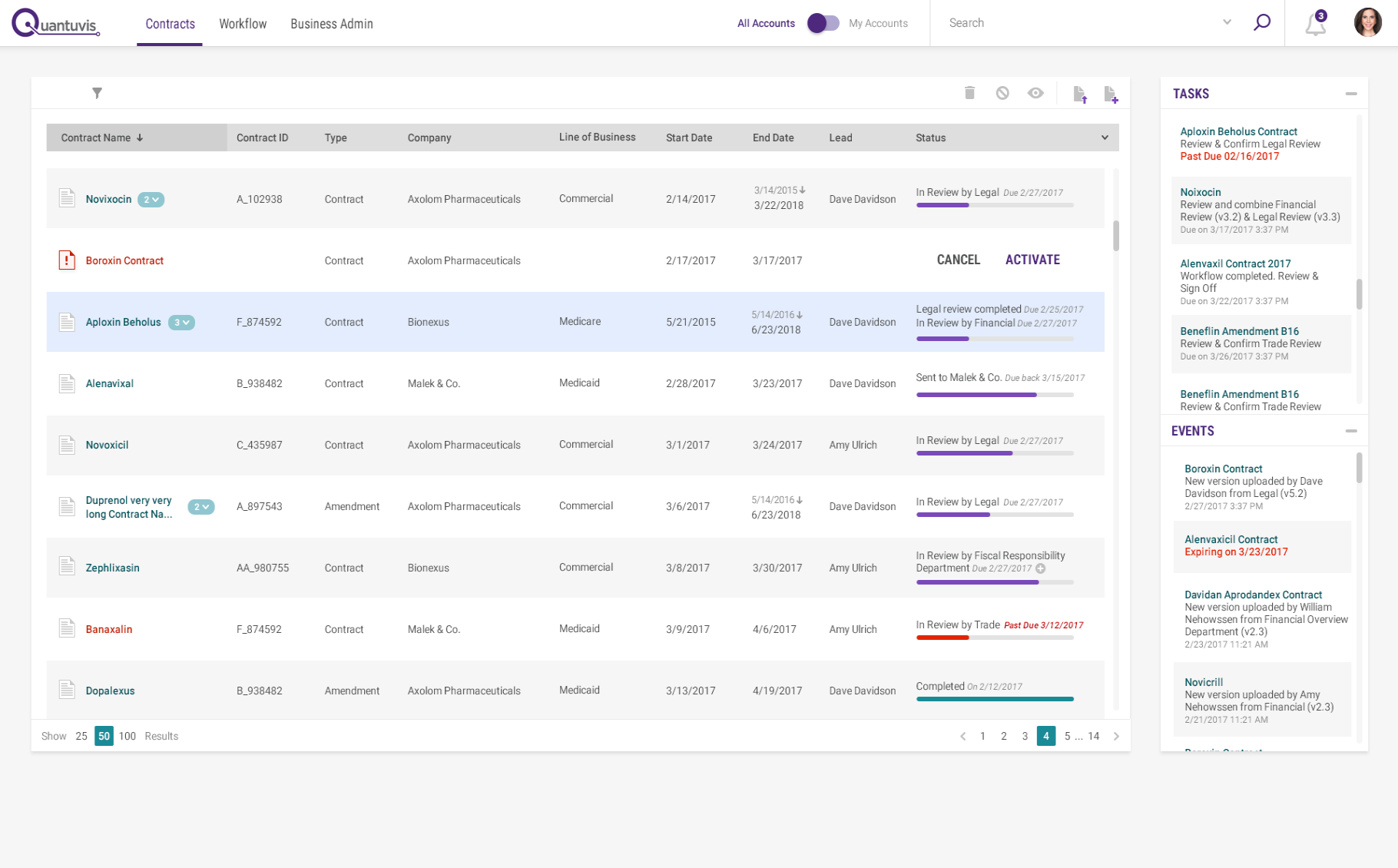 Inspection reports dashboard showing tabular report data and navigation filters.